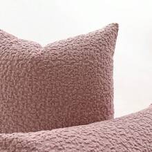 1pc Pebble Pattern Solid Color Pillow Case, Soft & Comfortable For Living Room/Bedroom Sofa, Square & Rectangle Pillow Covers, Inserts Not Included - Pink - View 4