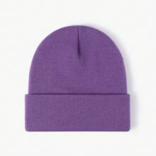 1pc Personalized Embroidered Knitted Hat, Custom Text Logo Solid Color Elastic Winter Beanie, Outdoor Autumn Winter Warm Essential Accessory, Gifts For Her - L - View 25