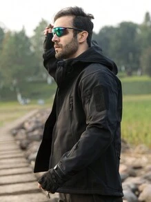 Military Soft Shell Tactical Jacket, Men's Waterproof Windproof Jackets, Men's Army Combat Hooded Coats - màu đen - Xem 9