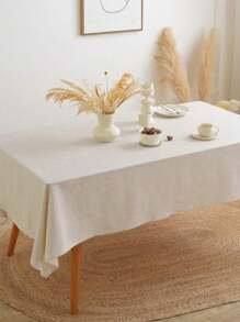 1pc Farmhouse Style Natural Wood Grain Beige Wrinkle-Resistant Hotel Wedding Party Home Dining Table Cloth, Everyday Home Decor - Beige - View 1