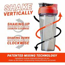 HELIMIX 2.0 Vortex Blender Shaker Bottle Holds Upto 28oz |   No Blending Ball Or Whisk |   USA Made |   Portable Pre Workout Whey Protein Drink Shaker Cup |   Mixes Cocktails Smoothies Shakes |   Top Rack - 紅色 - 查看 4