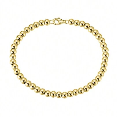 ORSA JEWELS 1 件正品 925 纯银 14K 镀金串珠链手链女式手链华丽女士女孩珠宝生日派对周年纪念礼物