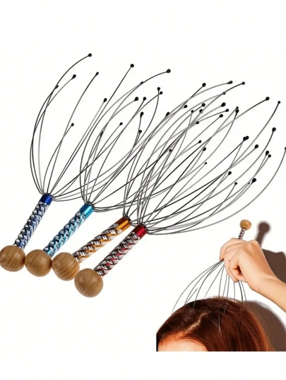Super life Octopus Head Octopus Massager For Natural Relief Of Neck And Body Pain, Stress Scalp Tool, Random Handle Color Pattern, Random Comb Color, Scalp Massager, Handheld Head Massager, Scratcher For Deep Relaxation, Hair Stimulation And Stress Relief, Unisex For Home Relaxation And Office Soothing Use