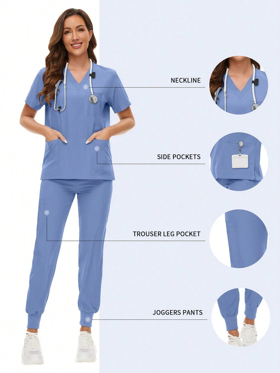 Uniforme de enfermería de alta calidad - Juego de ropa para trabajo en clínicas de belleza, spas, veterinarias, dentistas y otros entornos sanitarios para mujeres