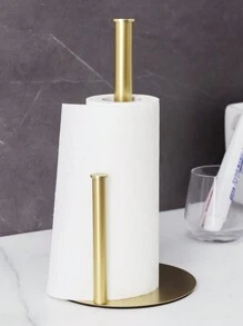 Support de papier toilette en acier inoxydable à deux pôles doré, support pour rouleau de cuisine, support de rangement pour film alimentaire, support de serviettes de cuisine non perforé, organisateur de salle de bain