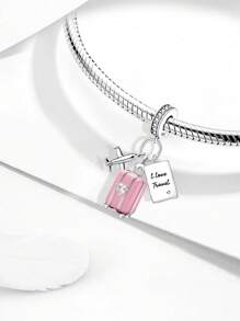 1 pièce Élégant tour du monde Charm perle avion en argent sterling 925 pour femmes. Convient pour les bracelets, les bracelets de jonc, la fabrication de bijoux DIY et l'assortiment quotidien. Décoration de bijoux pour filles
