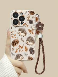 刺猬与松果图形抽绳米色支架技术先进穿孔简约防震加厚手机保护壳，适用于 16/16 Pro Max、 15 XR/7/8、 15 Pro Max、13 Pro Max、14 Pro Max、13、14、11、12P、14P、11P、12P、XS、XR、7、8、P、7、8GES2、A13、4G、A22、A21S、A51、4G、A52、S22 Ultra、A33、5G、Redmi 10、Redmi Note 11、4G、Redmi 11 Lite、A53、TPU A14、A23、S23 Ultra、S24、A14、A15、S23 A73、A15、A34、Redmi 手机壳防水防摔防刮 - 彩色 - 查看 2