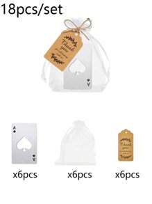 18件/套黑色/银色扑克牌开瓶器套装，黑桃A开瓶器，适用于婚礼派对礼物、家庭聚会氛围礼物、婚礼宾客回礼、生日派对礼物、DIY小礼物、摄影道具返校情人节 - 彩色 - 查看 11