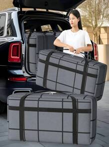 1PC Large Capacity And Super Load-Bearing Black Composite Material Storage Bag, Dustproof And Moisture-Proof With Zipper - Black - View 2