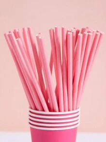10/25/50/100 Stück Einweg-Papierstrohhalme, hellrosa, Zuckerstangen-Form, geeignet für Cocktails, Geburtstage, BBQs, Events und Feiern - Pink - Übersicht 4