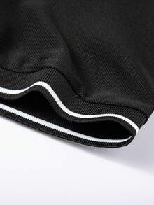 男士夏季 Polo 衫，休闲透气翻领短袖轻薄商务休闲上衣 - 黑色 - 查看 5