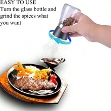 1 pieza Molinillo de pimienta manual de vidrio duradero - Salero y especiero transparente, accionado manualmente para pimienta negra, sal marina - Accesorio de cocina ideal para entusiastas de la cocina