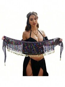 Belly Dance Belt Costumes Sequins Tassel Belly Dance Hip Scarf For Women Belly Dancing Belts Indain Colors Belt - Multicolor - View 12