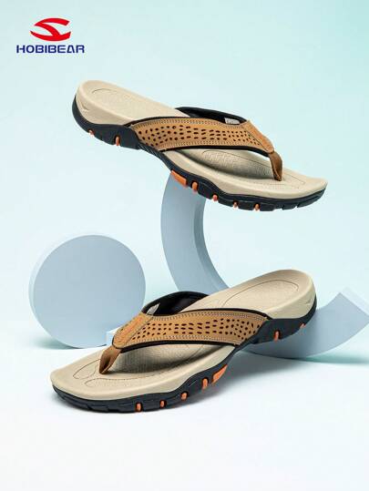 HOBIBEAR Tongs kaki pour hommes grande taille, pour l'extérieur. Sandales de plage antidérapantes et résistantes à l'usure