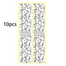 10pcs Black & White Floral Rectangle Sealing Stickers, Gift Box Seal Stickers, Adhesive Labels, Thank You Stickers - Multicolor - View 8