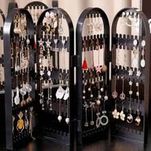Jewelry Display Rack Necklaces Rings Plastic Folding Holder Large Capacity Bracelets Storage Hanger With Stud Earrings Holes