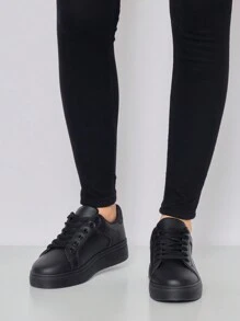 Fashionable Versatile Simple Solid Color Casual Shoes - Black - View 5