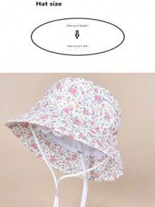1 件儿童休闲碎花百搭户外太阳帽，适合春夏季 - 花朵 - 查看 6