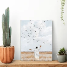 1 件《考虑天空中的飞鸟耶稣基督》艺术印刷品，数码印刷品，卧室客厅走廊的理想礼物，墙壁艺术，墙壁装饰，房间装饰，桌面装饰，防水，适用于卧室、客厅、书房、酒店酒吧、走廊、防水壁画