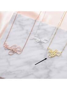 Customized Stainless Steel Necklace, Fashion Personalized Name Necklace, Heart-Shaped Name Necklace, Elegant Stainless Steel Nameplate Pendant Necklace, Daily Accessories Jewelry, Suitable For Valentine's Day, Mother's Day Gifts - English Only, Groomsmen Gifts, Wedding Items, Bridesmaid Gifts