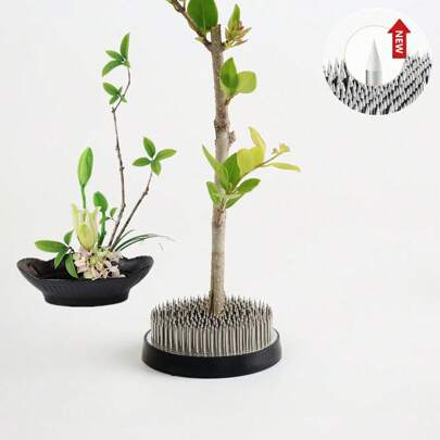 1 件 Kenzan 花艺底座、不锈钢针架、插花针架、花艺固定工具、花艺造型针板底座、水培景观花道、日本花道、东方花艺固定架