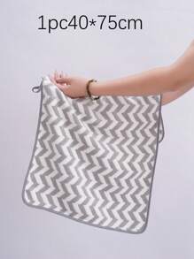 3条装珊瑚绒超柔软纤维浴巾/洗脸巾，不掉毛，柔软吸水条纹毛巾，适用于浴室、游泳池、海滩 - 灰色 - 查看 8