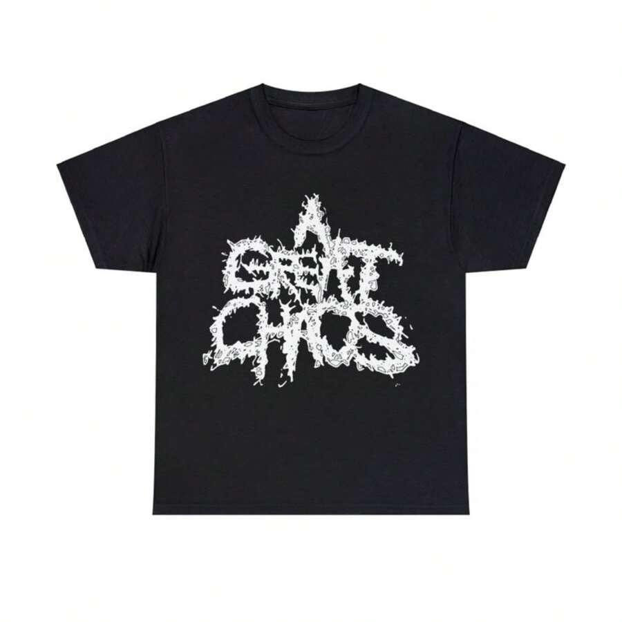 Ken Carson A Great Chaos Spellout T-Shirt AGC Tee Shirt Merch - màu đen - Xem 1