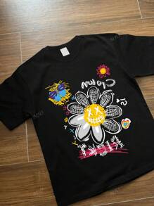 Sunflower Printing T Shirt Round Neck Shirts Summer Top Color Fashion Women Sleeve