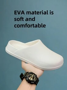 Women's Plastic Slippers, Simple Classic Soft Sole High Elasticity Ultra-Light Women's Sandals, Outdoor Swimming Pool Non-Slip Lightweight Easy To Clean Women's Casual Shoes, Soft Comfortable Lightweight Antibacterial Odor-Resistant Women's Slippers, White EVA Plastic Slippers, Indoor Bathroom Bath Slippers, New Fashion Unisex Couples Applicable Hotel Resort Beach Swimming Beach Shoes, Flat Slippers, White Shoes, Women Shoes - White - View 1