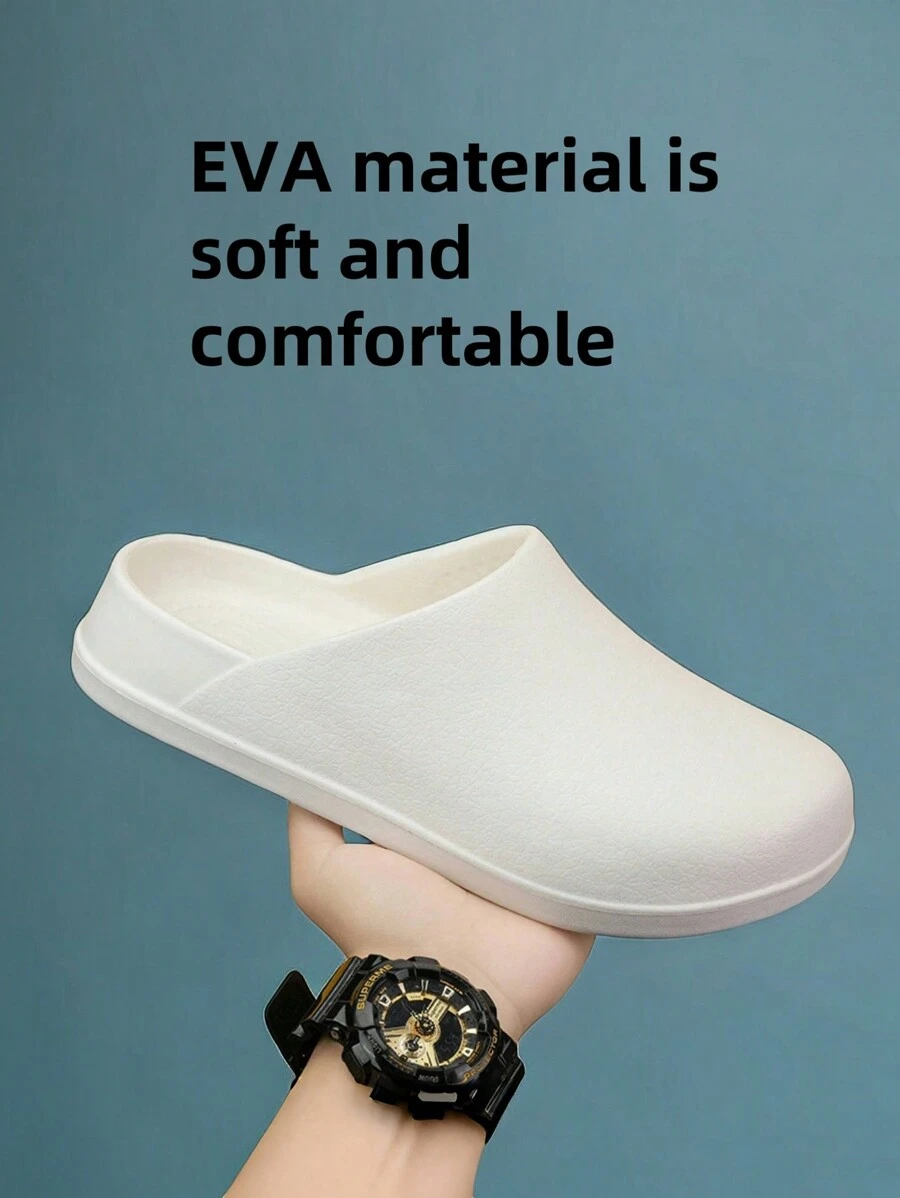 Women's Plastic Slippers, Simple Classic Soft Sole High Elasticity Ultra-Light Women's Sandals, Outdoor Swimming Pool Non-Slip Lightweight Easy To Clean Women's Casual Shoes, Soft Comfortable Lightweight Antibacterial Odor-Resistant Women's Slippers, White EVA Plastic Slippers, Indoor Bathroom Bath Slippers, New Fashion Unisex Couples Applicable Hotel Resort Beach Swimming Beach Shoes, Flat Slippers, White Shoes, Women Shoes - White - View 1