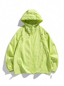 Lightweight Sun Protection Jacket For Women, Breathable & Loose Fit, Summer Couple Sunscreen Clothing - Lime Green - View 2