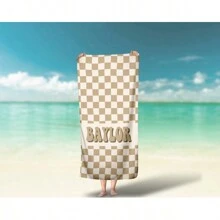Custom Personalized Beach Towel Checkered Retro Custom Beach Towel Kids Pool Name Towel,Women Valentine Gift Birthday Boyfriend Girlfriend,Multi-Functional, ,Ornamental,Reusable,Breathable,Adorable,High-Quality,Cute,Soft,Custom,Personalized,Unique,Ideal Gifts For Him,Ideal Gifts For Her,Her,Girlfriend,Family,Friends,Son,School Students,Workers,Kids,Dining Room,Bathroom,Living Room,Bedroom,Office,Tea Room,School,Home Summer Holiday Bathroom Decor