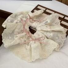 1 st. Strik Scrunchie, Schattig roze lint haarelastiekje voor dames, Balletstijl mesh borduurwerk, Romantische kant rand haarspeld, Elegante schattige knot haaraccessoire, Geschikt voor dagelijks leven, Vakantie, Feestdagen