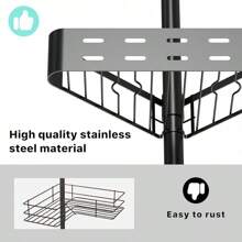 KEGII Corner Shower Caddy Tension Pole, 4-Tier Shower Tension Rod Organizer, Floor To Ceiling Shower Caddy 25-114.2 Inch, Towel Rack Corner Waterproof (White) - 黑與白 - 查看 5