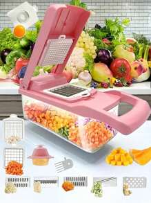 16pcs Multifunctional Kitchen Mesh Grater Set - Vegetable Slicer, Fruit Slicer, Onion Chopper, Potato Grater, Interchangeable Blades, Manual Food Shredder With Container - Great For Home Cooking, Meal Prep And Kitchen Organization, Convenient For Making Salads, Kitchen Tool