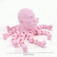 Juguete antiestrés con forma de pulpo gigante - rosa, diseño impreso en 3D con calavera calva, elemento de colección de decoración de escritorio creativa con articulaciones