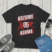 Kenma Kozume Haikyuu T-Shirt Anime Volleyball Shirt Haikyuu Merchandise Unisex Anime Graphic Tee Gift For Otaku Volleyball Anime Clothing - 黑色 - 查看 1