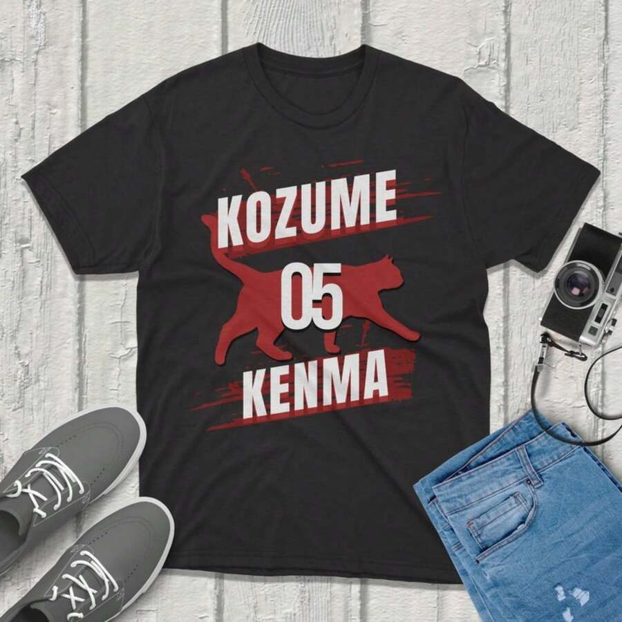 Kenma Kozume Haikyuu T-Shirt Anime Volleyball Shirt Haikyuu Merchandise Unisex Anime Graphic Tee Gift For Otaku Volleyball Anime Clothing - 黑色 - 查看 1