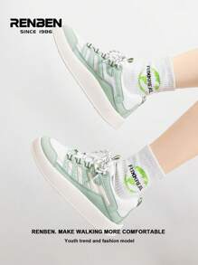 RENBEN 1 par de zapatillas de lona vulcanizadas para mujer, nuevo estilo de primavera/otoño 2025, versátiles con suela gruesa, ligeras, estilo retro para deportes y casual