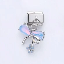 1PC Stainless Steel Italian Module Bracelet Components, With Colorful Stars, Butterflies, Bows, Flowers, And The Sun Pendant , DIY Making Jewelry For Bracelet Necklaces, Can Be Freely Matched With Different Styles - Italian Module - View 13