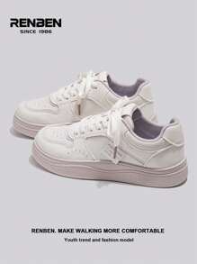 RENBEN 1 par de zapatillas deportivas de plataforma suave para mujer, nuevos zapatos casuales deportivos blancos únicos para otoño/invierno 2024