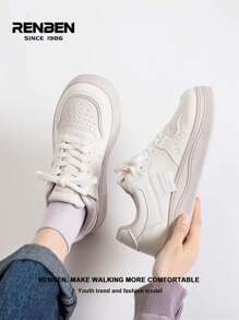 RENBEN 1 par de zapatillas deportivas de plataforma suave para mujer, nuevos zapatos casuales deportivos blancos únicos para otoño/invierno 2024