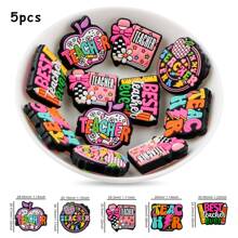 5PCS, Decorative Beads, Bead & Bead Assortment, 5 Different Combinations Of Silicone Focus Beads (Including Mama Themed/Valentine's Day Themed/Teacher's Day Themed Series), Suitable For Keychain Pendants, DIY Handmade Bracelet Jewelry Making, Bead Pens, Etc