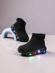 婴儿休闲柔软一脚蹬防滑 LED 多功能运动鞋，适合所有季节 - 黑色 - 查看 3