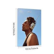 1pc Framed Canvas Poster, Jon Batiste's Stylish Portrait With Vintage Radio Headpiece Wall Art Canvas Paintings, Ideal Gift For Bedroom Living Room Corridor, Wall Art, Room Decoration - 彩色 - 查看 10