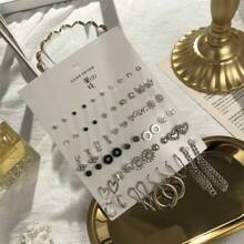 30 pares de aretes de botón con decoración de strass y corazones para San Valentín - Amarillo Oro - Ver 11