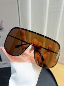 1 Pair Women's Rimless Oversized Wrap-Around Fashion Sunglasses, Beach Style, Suitable For Daily Wear And Matching With Sweaters, Jeans, Sweatpants, Hoodies, Jackets, Dresses And Long Sleeve Shirts - Multicolor - View 5