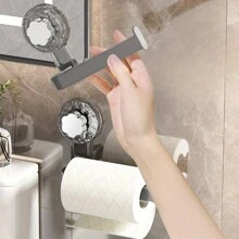 Wandgemonteerde toiletrolhouder - Zelfklevend, Geen boren vereist, Geschikt voor keuken en badkamer, Gemaakt van kunststof - Multifunctionele tissuerol en handdoekhouder