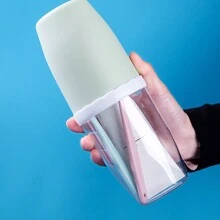 1pc Portable Toothbrush Box, Nordic Clear Design PP Portable Toothbrush Carrying Box For Outdoor Home Bathroom Decor Summer