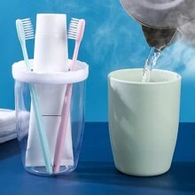 1pc Portable Toothbrush Box, Nordic Clear Design PP Portable Toothbrush Carrying Box For Outdoor Home Bathroom Decor Summer